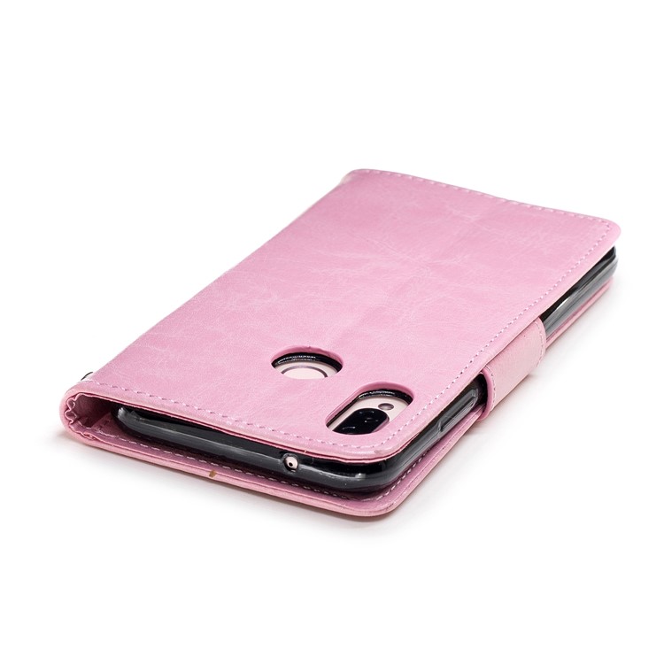 Solid Color Wallet Stand Leather Mobile Phone Casing for Huawei P20 Lite/Nova 3e - Pink-6