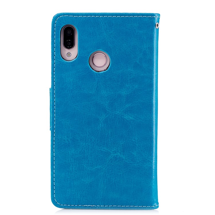 Solid Color Wallet Stand Leather Cell Phone Case for Huawei P20 Lite/Nova 3e - Blue-2