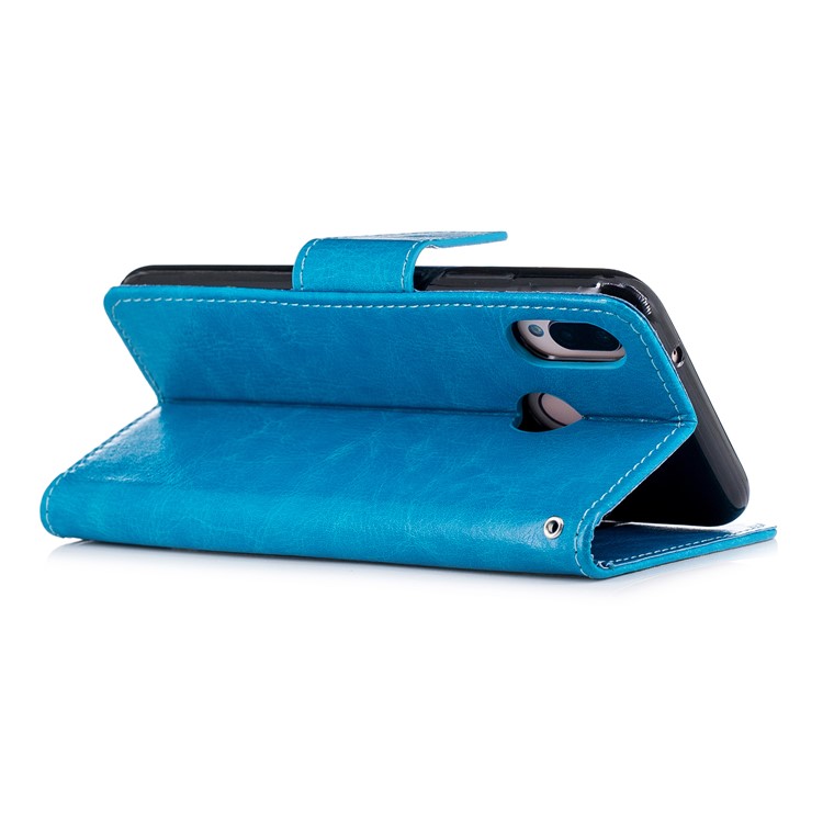 Solid Color Wallet Stand Leather Cell Phone Case for Huawei P20 Lite/Nova 3e - Blue-3