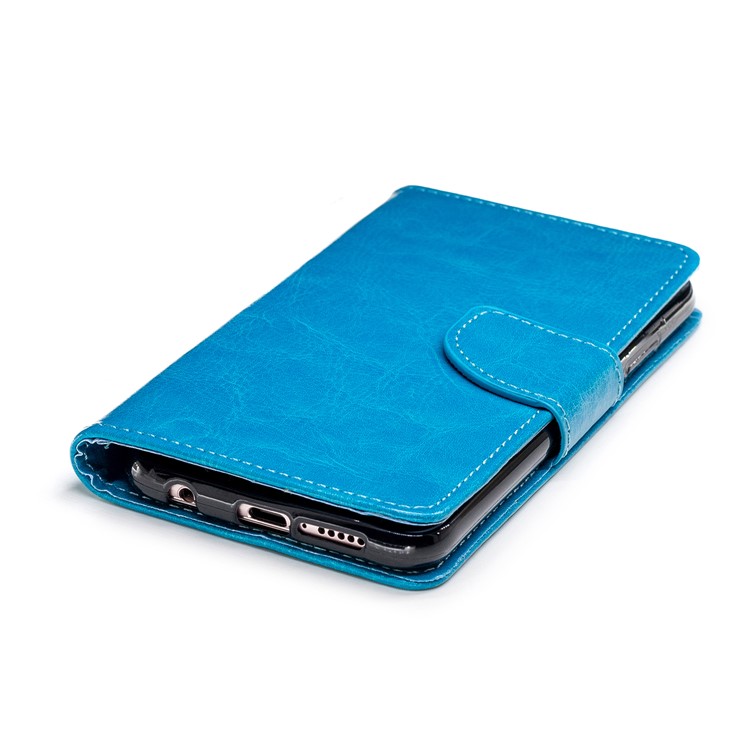 Solid Color Wallet Stand Leather Cell Phone Case for Huawei P20 Lite/Nova 3e - Blue-5
