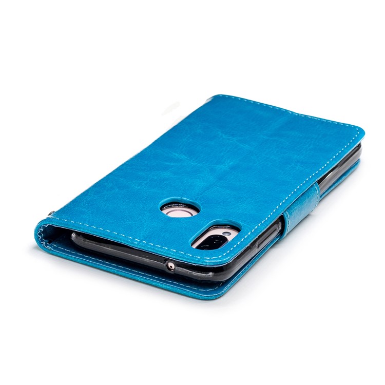 Solid Color Wallet Stand Leather Cell Phone Case for Huawei P20 Lite/Nova 3e - Blue-6