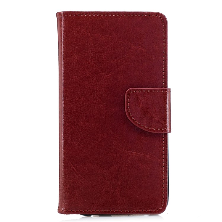 Solid Color Wallet Stand Leather Protective Case for Huawei P20 Lite/Nova 3e - Brown-1