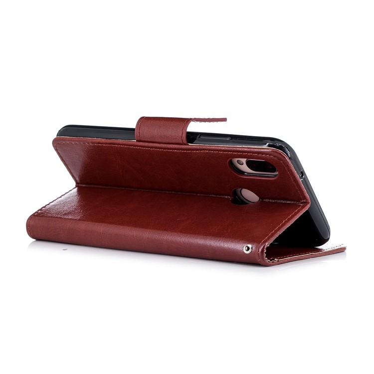 Solid Color Wallet Stand Leather Protective Case for Huawei P20 Lite/Nova 3e - Brown-3