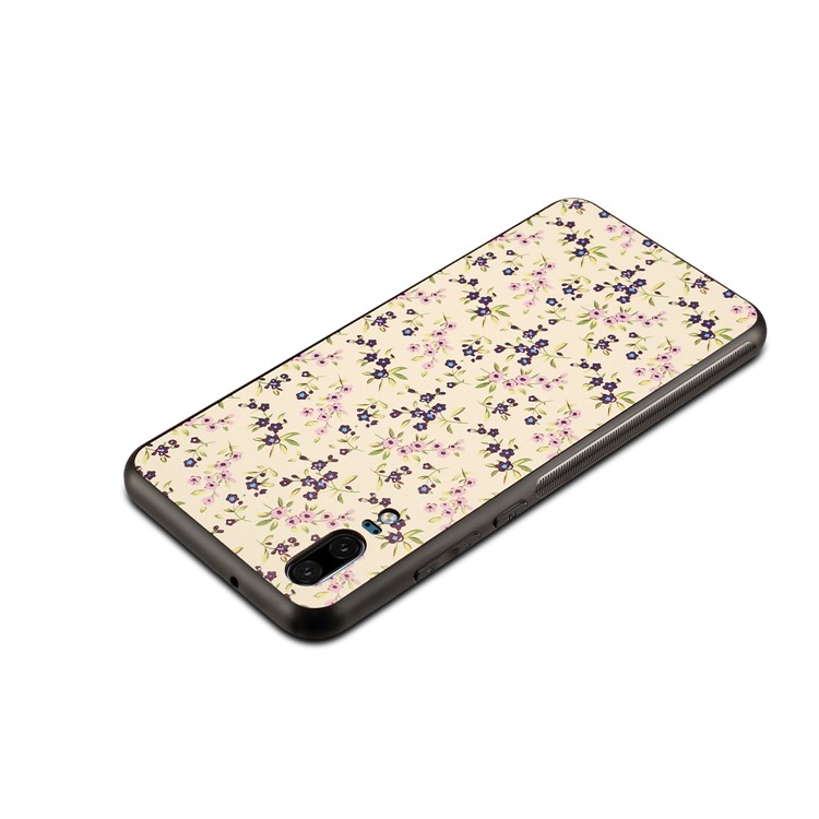 Pattern Printing PU Leather Coated PC + TPU Hybrid Case for Huawei P20 - Blue Flowers-4