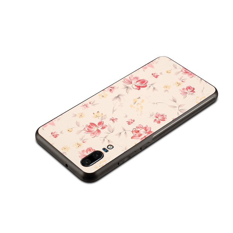 Pattern Printing PU Leather Coated PC + TPU Combo Mobile Casing for Huawei P20 - Blooming Flower-4