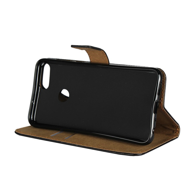 Wallet Stand Split Leather Protection Mobile Phone Case for Huawei P Smart / Enjoy 7S - Black-4