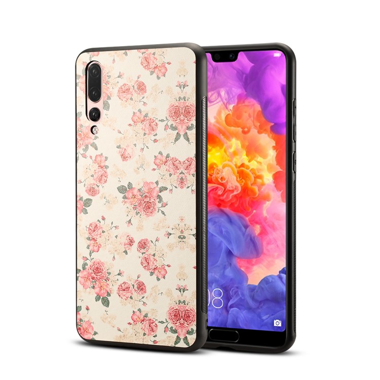 Pattern Printing PU Leather Coated PC + TPU Hybrid Mobile Phone Case for Huawei P20 Pro - Elegant Peony-1