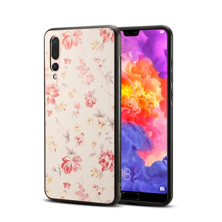 Pattern Printing PU Leather Coated PC + TPU Hybrid Phone Cover for Huawei P20 Pro - Blooming Flower-1