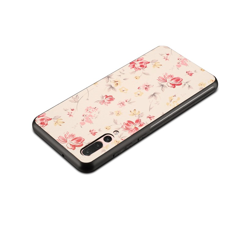 Pattern Printing PU Leather Coated PC + TPU Hybrid Phone Cover for Huawei P20 Pro - Blooming Flower-4