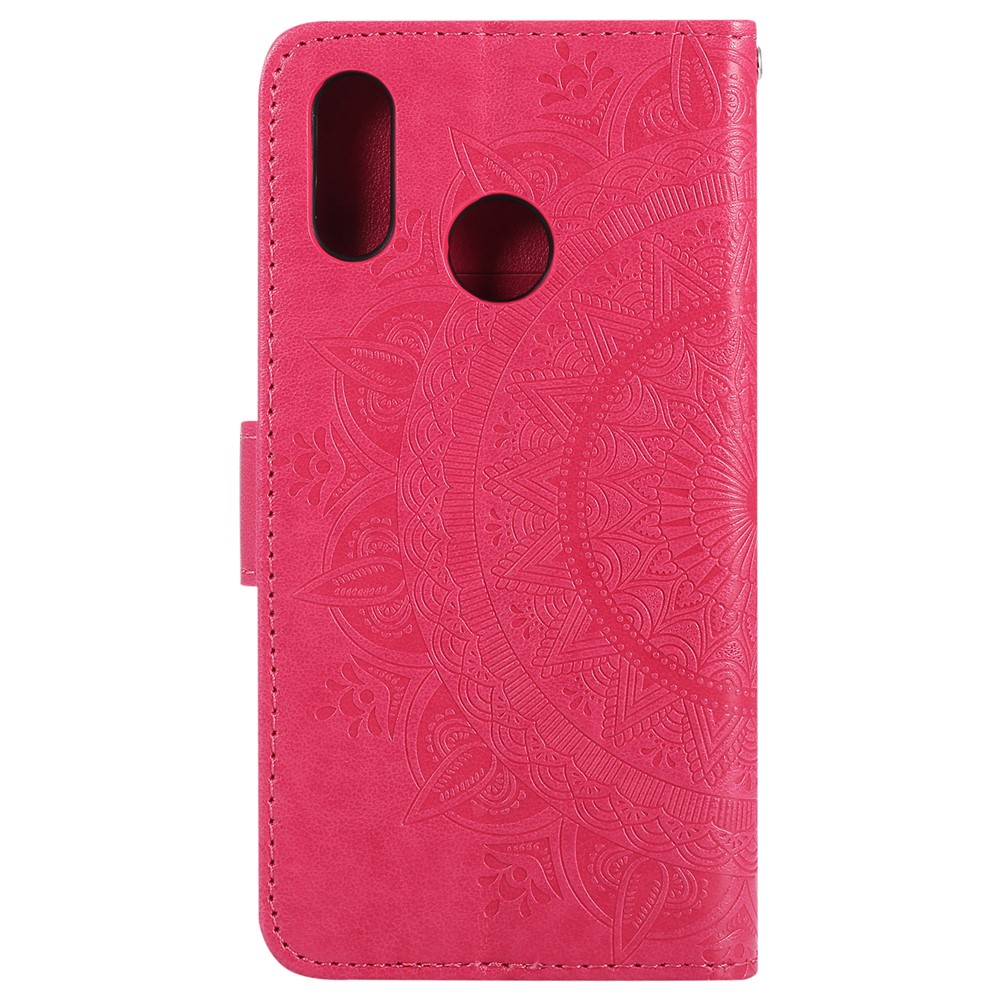 Imprinted Mandala Pattern PU Leather Wallet Stand Cover Case for Huawei P20 Lite / Nova 3e - Rose-3