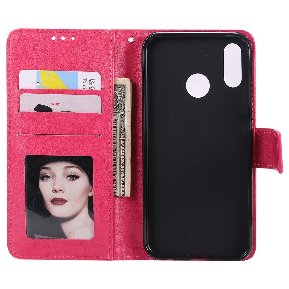 Imprinted Mandala Pattern PU Leather Wallet Stand Cover Case for Huawei P20 Lite / Nova 3e - Rose-4