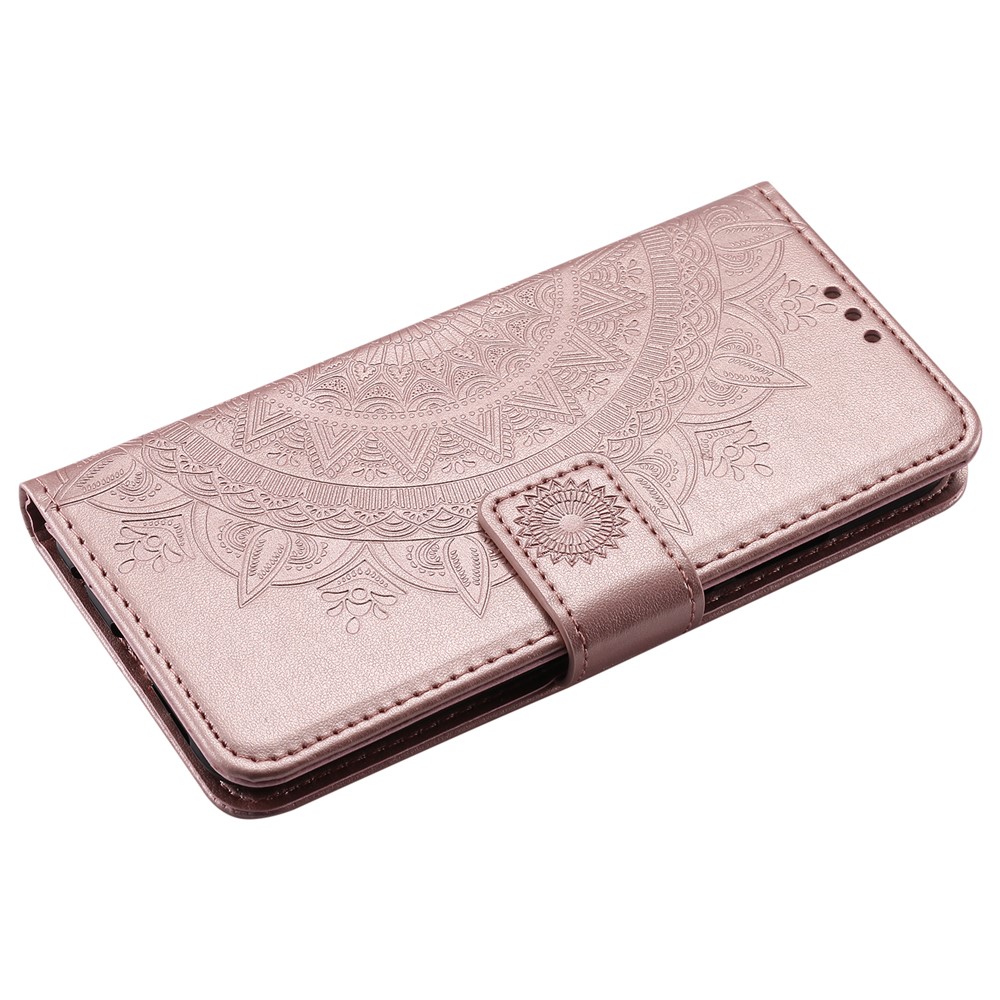 Impreso Mandala Patrón Cartera De Cuero Carpeta Para Huawei P20 Lite / NOVA 3E - Oro Rosa