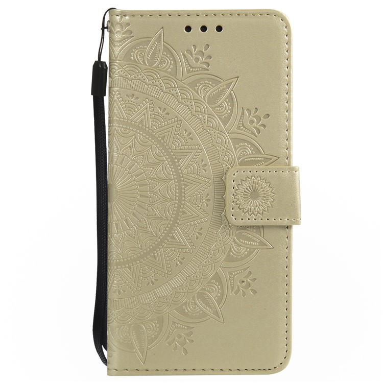 Imprinted Mandala Pattern Stand Leather Wallet Case for Huawei P20 Lite / Nova 3e - Gold-2