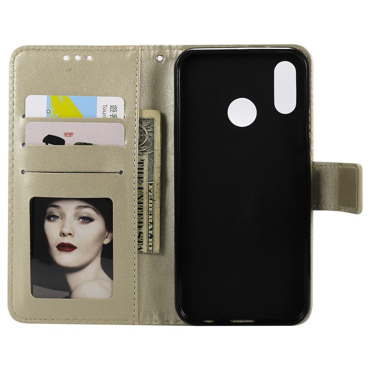 Imprinted Mandala Pattern Stand Leather Wallet Case for Huawei P20 Lite / Nova 3e - Gold-4
