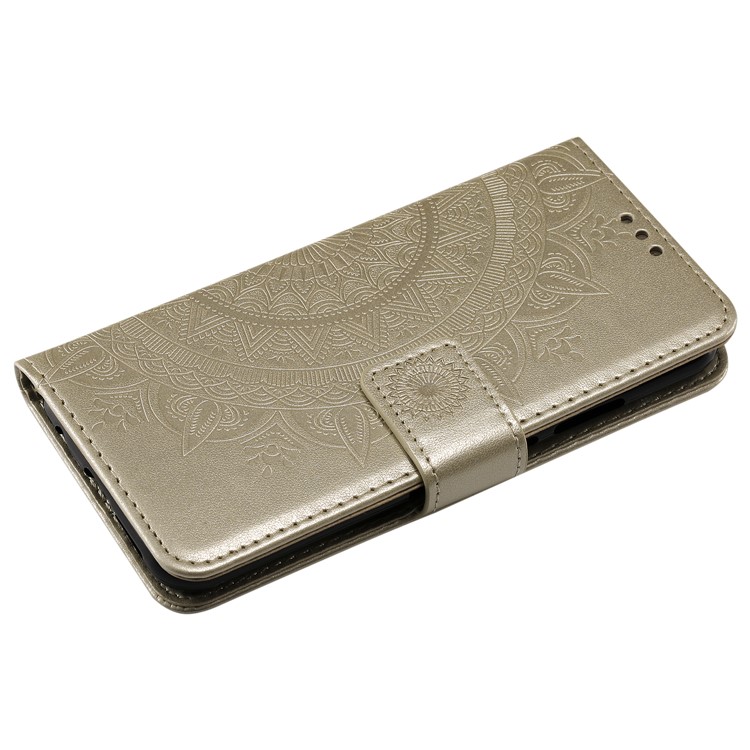 Imprinted Mandala Pattern Stand Leather Wallet Case for Huawei P20 Lite / Nova 3e - Gold-5