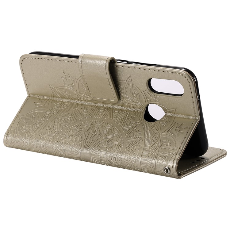 Imprinted Mandala Pattern Stand Leather Wallet Case for Huawei P20 Lite / Nova 3e - Gold-7