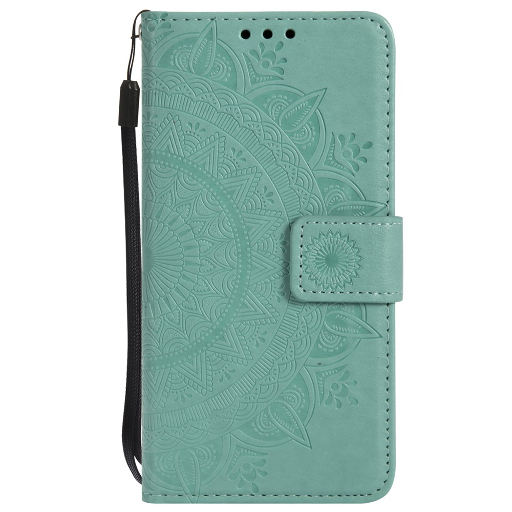 Imprinted Mandala Pattern Stand Wallet Leather Phone Cover for Huawei P20 Lite / Nova 3e - Cyan-2