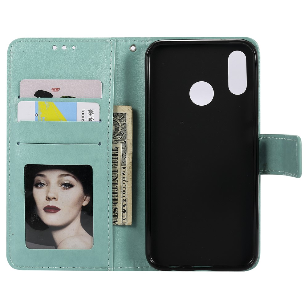 Imprinted Mandala Pattern Stand Wallet Leather Phone Cover for Huawei P20 Lite / Nova 3e - Cyan-4