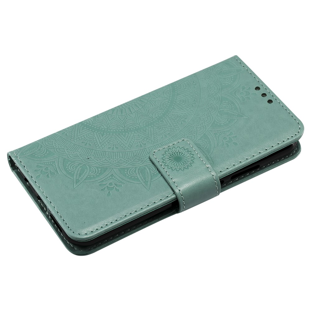 Imprinted Mandala Pattern Stand Wallet Leather Phone Cover for Huawei P20 Lite / Nova 3e - Cyan-5