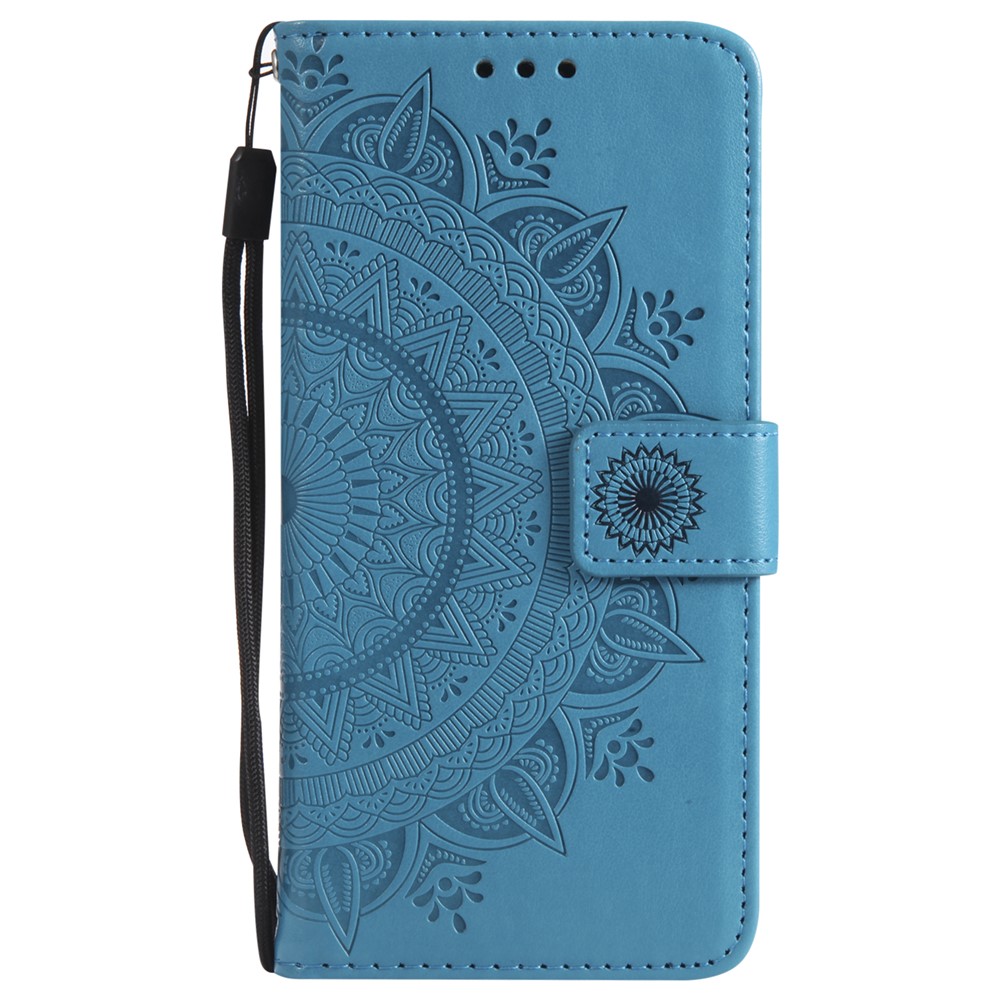 Gedruckter Mandala Muster PU Leder Mobile Hülle Mit Kartenschlitzen Für Huawei P20 Lite / Nova 3e - Blau-2