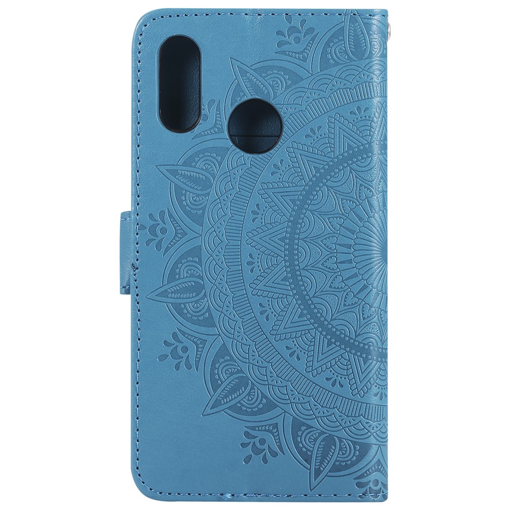 Imprinted Mandala Pattern PU Leather Mobile Case with Card Slots for Huawei P20 Lite / Nova 3e - Blue-3