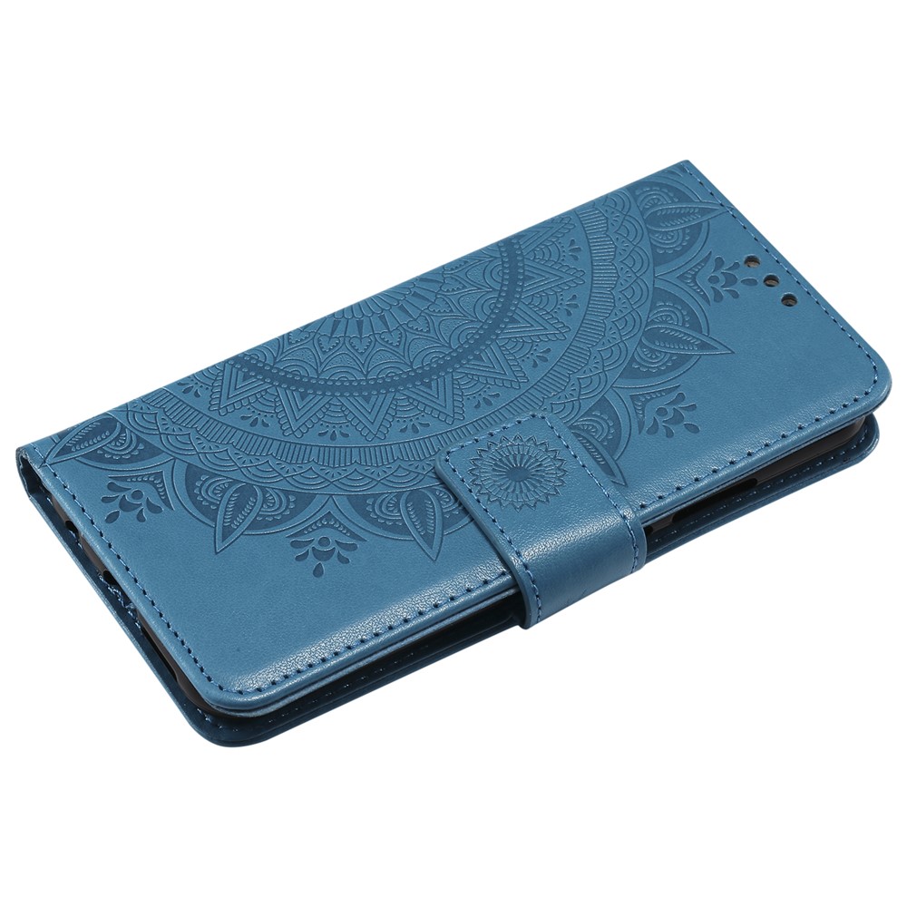 Imprinted Mandala Pattern PU Leather Mobile Case with Card Slots for Huawei P20 Lite / Nova 3e - Blue-5