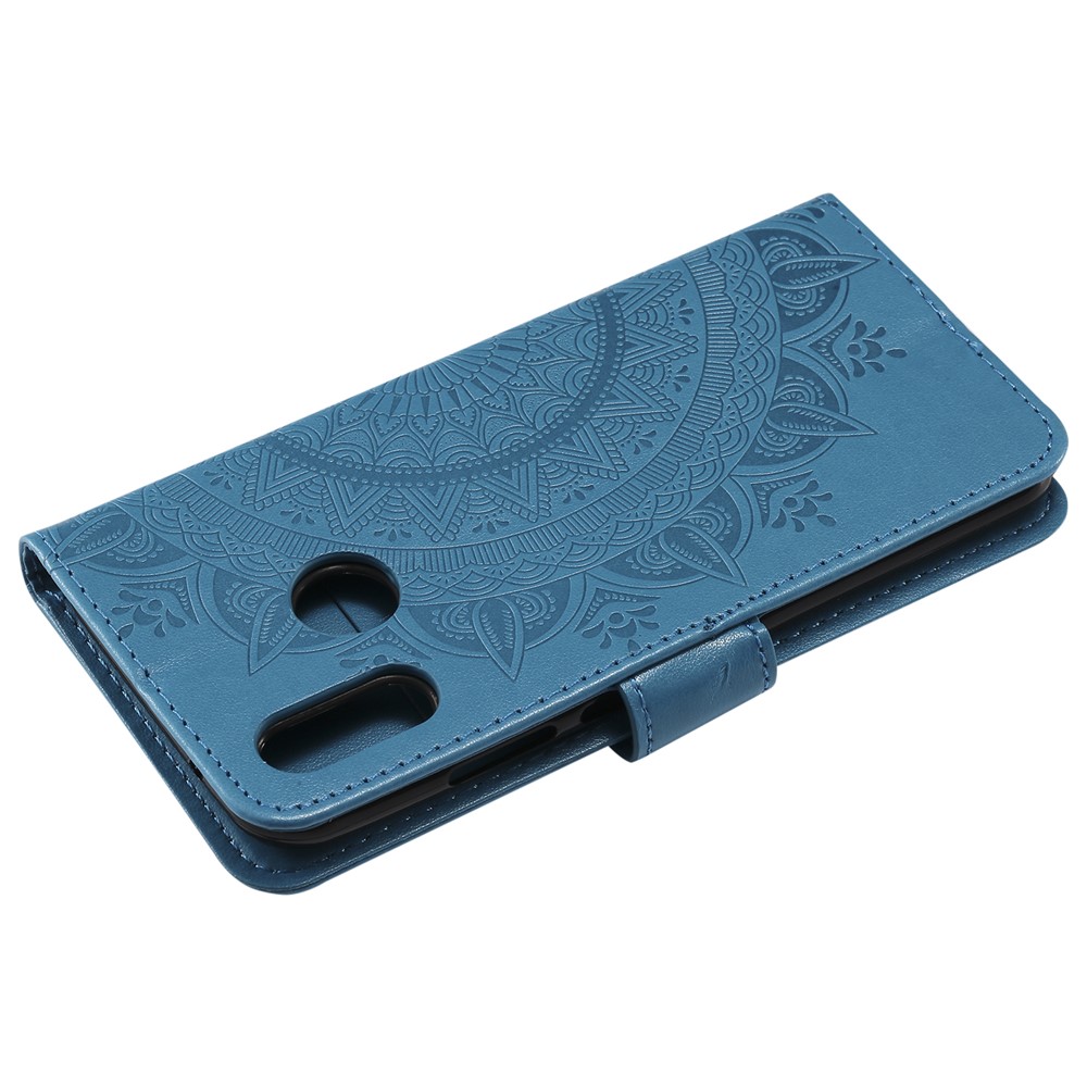 Imprinted Mandala Pattern PU Leather Mobile Case with Card Slots for Huawei P20 Lite / Nova 3e - Blue-6