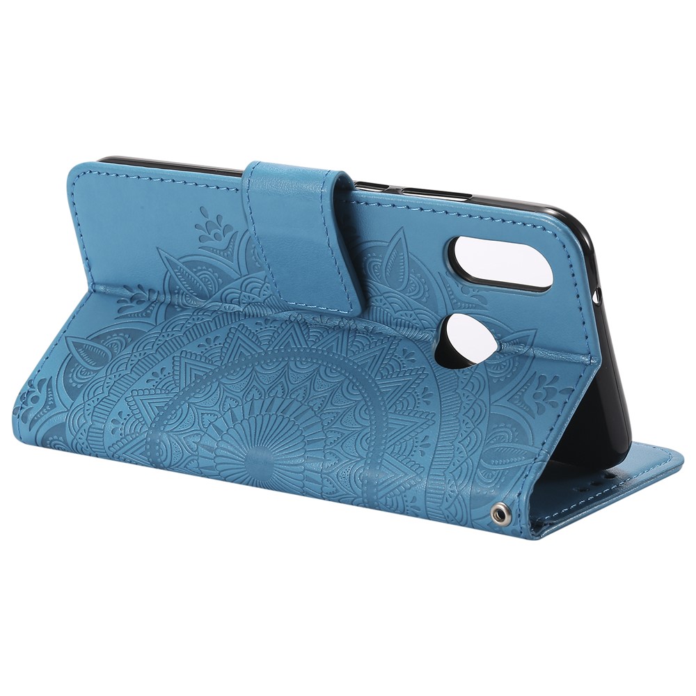 Gedruckter Mandala Muster PU Leder Mobile Hülle Mit Kartenschlitzen Für Huawei P20 Lite / Nova 3e - Blau-7