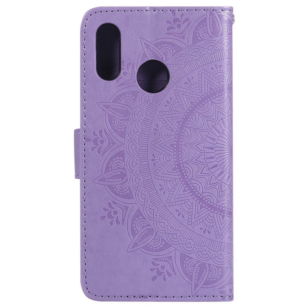 Imprinted Mandala Pattern Wallet Leather Cell Phone Case Accessory for Huawei P20 Lite / Nova 3e - Purple-3