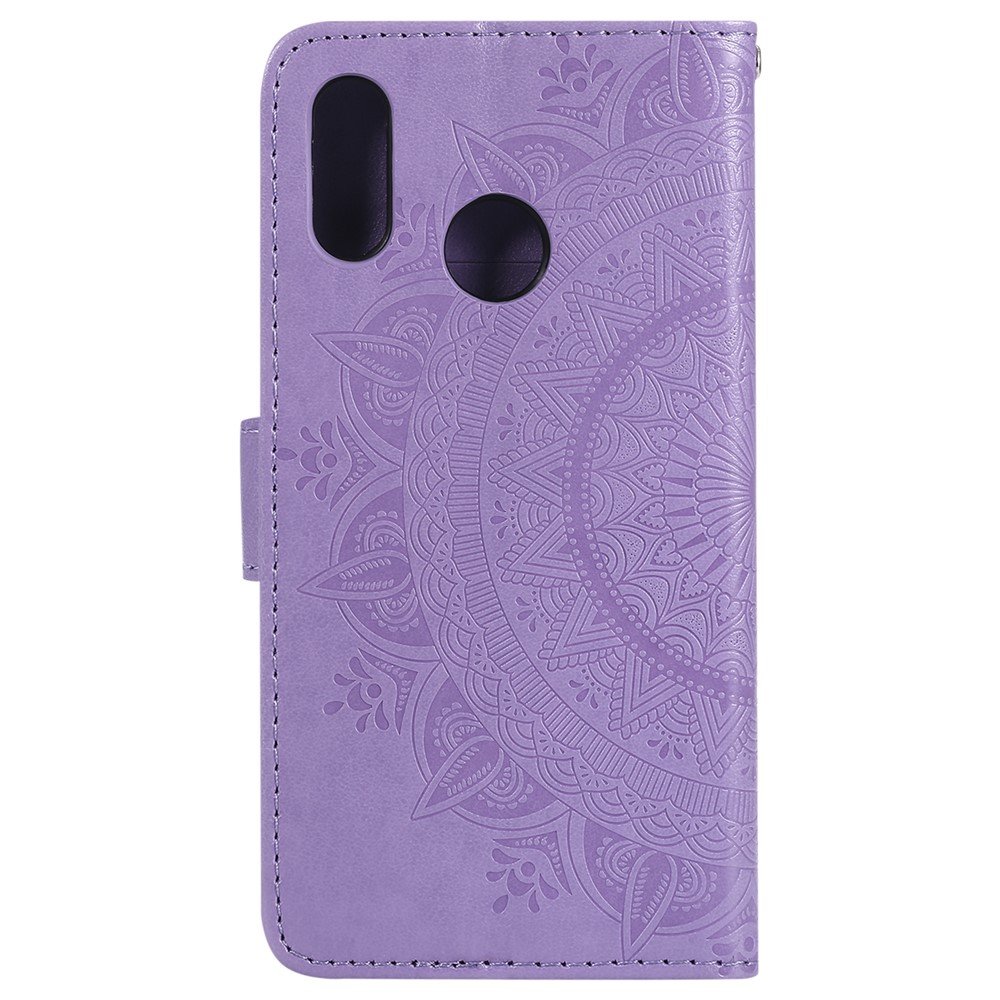 Impresso Mandala Pattern Carteira De Celeiro Celular Caso Acessório Para Huawei P20 Lite / Nova 3e. - Roxo