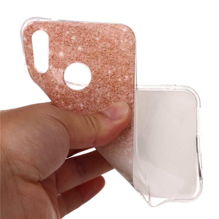 Per Huawei P20 Lite / Nova 3e Marble Pattern IMD Coperchio Pelle Pelle TPU - Arancia / Bianca-4