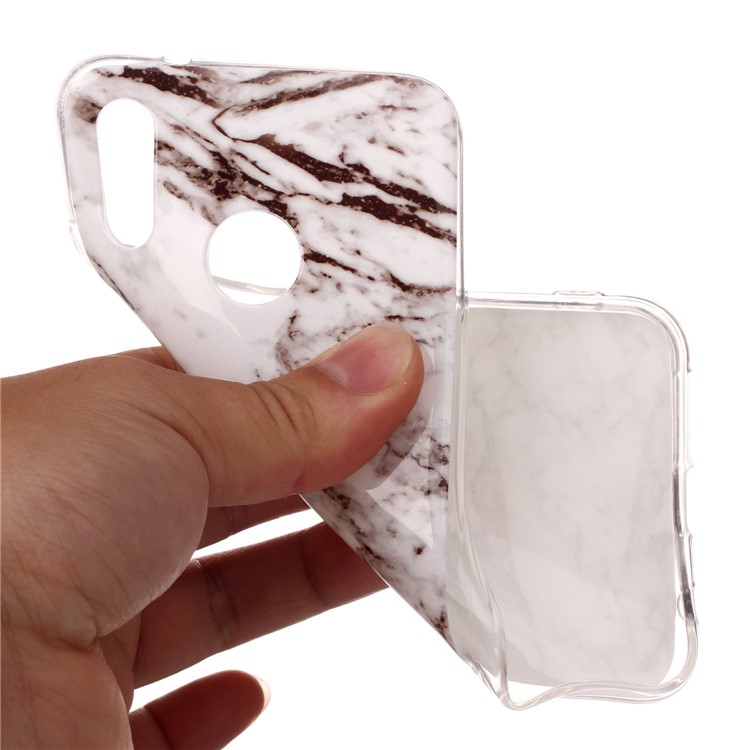 Para Huawei P20 Lite / Nova 3e Padrão De Mármore IMD TPU Tampa Da Embalagem Do Telefone Móvel - Branco / Cinzento-4