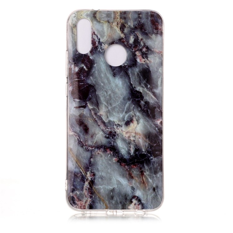 Para Huawei P20 Lite / Nova 3e Padrão De Mármore Imd Tpu Casca Do Telefone Móvel - Azul / Preto-2