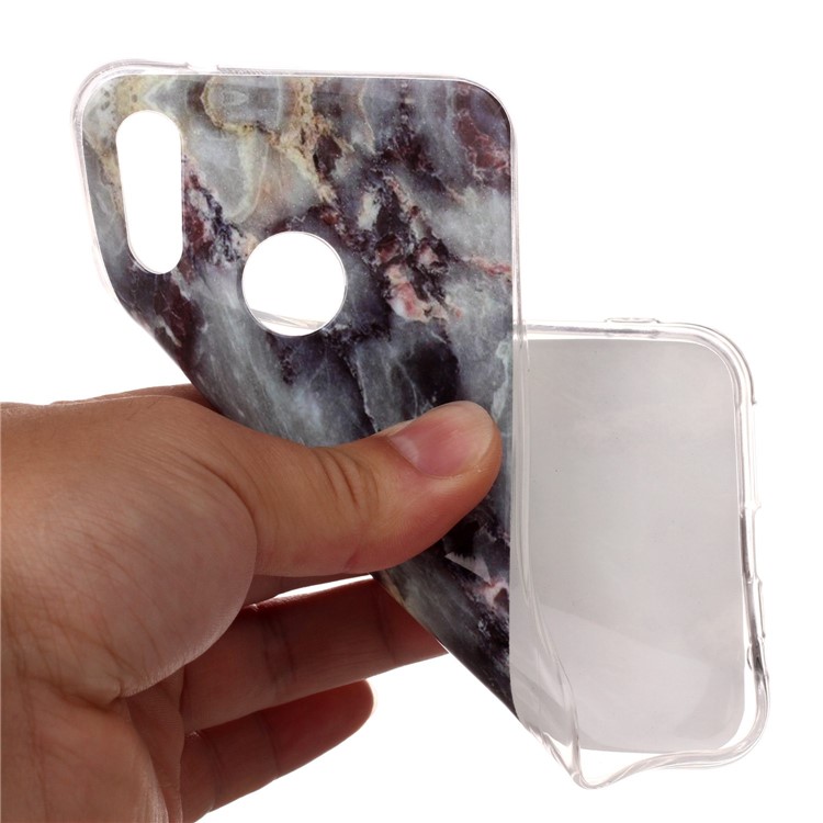 Para Huawei P20 Lite / Nova 3e Padrão De Mármore Imd Tpu Casca Do Telefone Móvel - Azul / Preto-4