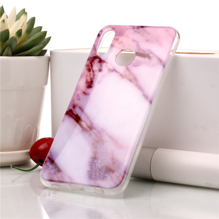 For Huawei P20 Lite / Nova 3e Marble Pattern IMD TPU Mobile Phone Shell Case - Pink / White-1