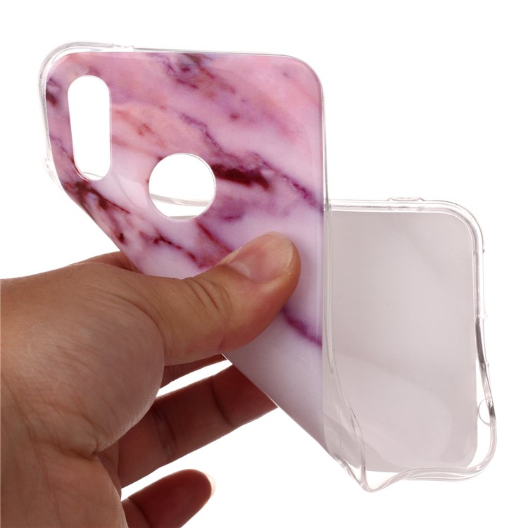 For Huawei P20 Lite / Nova 3e Marble Pattern IMD TPU Mobile Phone Shell Case - Pink / White-4