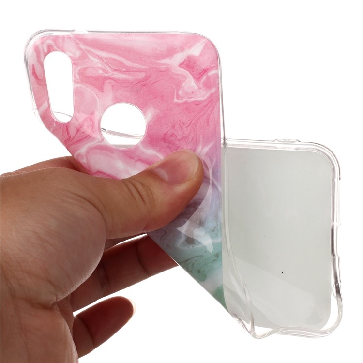 Para Huawei P20 Lite / Nova 3e Patrón de Mármol Imd TPU TPU Accesorio de Accesorio - Rosado / Verde-4