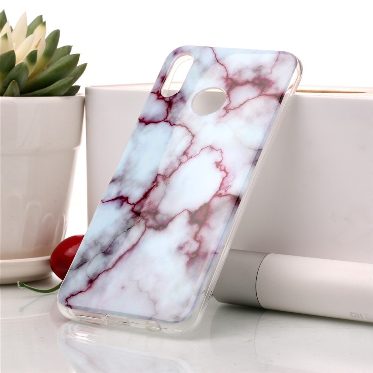 For Huawei P20 Lite / Nova 3e Marble Pattern IMD TPU Phone Protection Cover - Purple-1