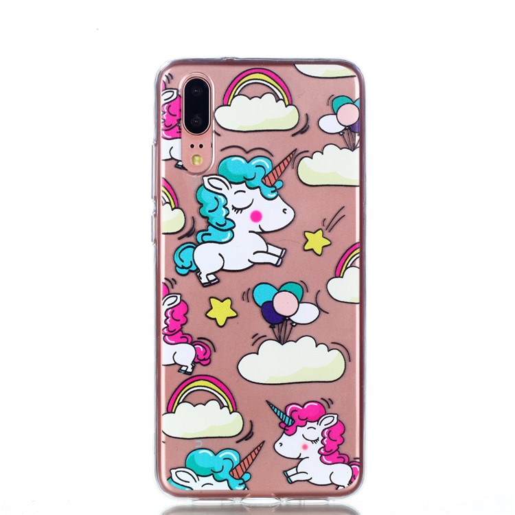 Pattern Printing Soft TPU Gel Back Cover for Huawei P20 - Cartoon Unicorn-2