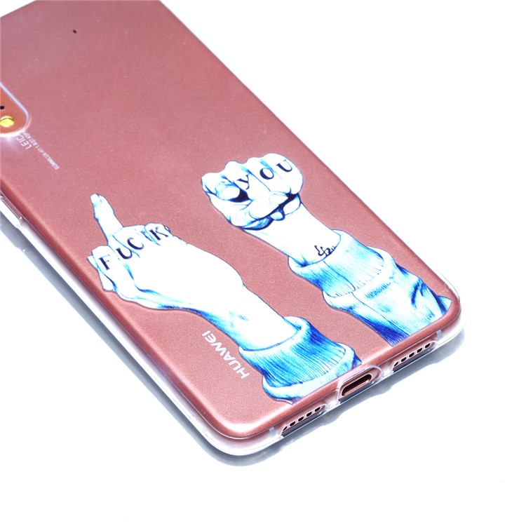 Pattern Printing Soft TPU Mobile Phone Case for Huawei P20 - Gesture and words-3
