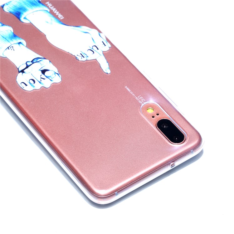 Pattern Printing Soft TPU Mobile Phone Case for Huawei P20 - Gesture and words-4