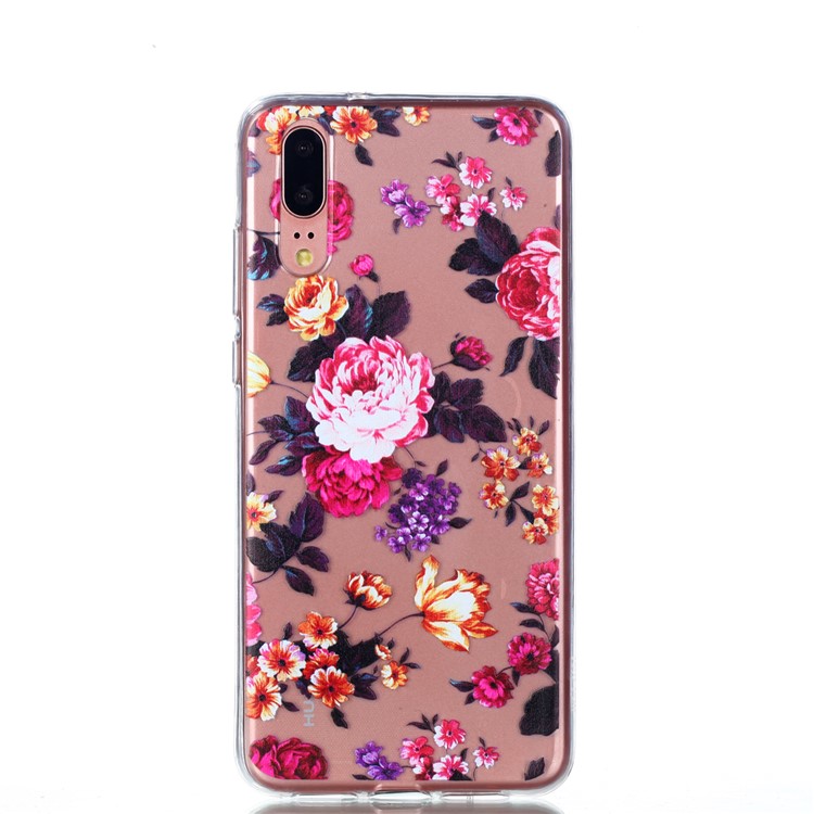 Pattern Printing Soft TPU Phone Casing Accessory for Huawei P20 - Beautiful Flowers-2