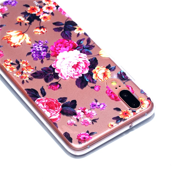 Pattern Printing Soft TPU Phone Casing Accessory for Huawei P20 - Beautiful Flowers-4