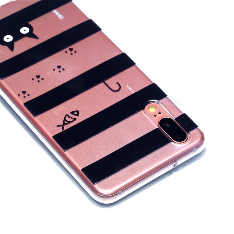 Pattern Printing Soft TPU Cell Phone Case Cover for Huawei P20 - Stripes and Cat-4
