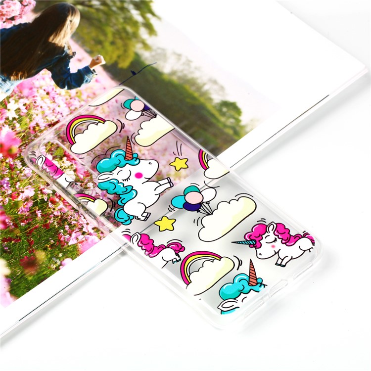 Pattern Printing Soft TPU Gel Back Shell for Huawei P20 Pro - Unicorn-1
