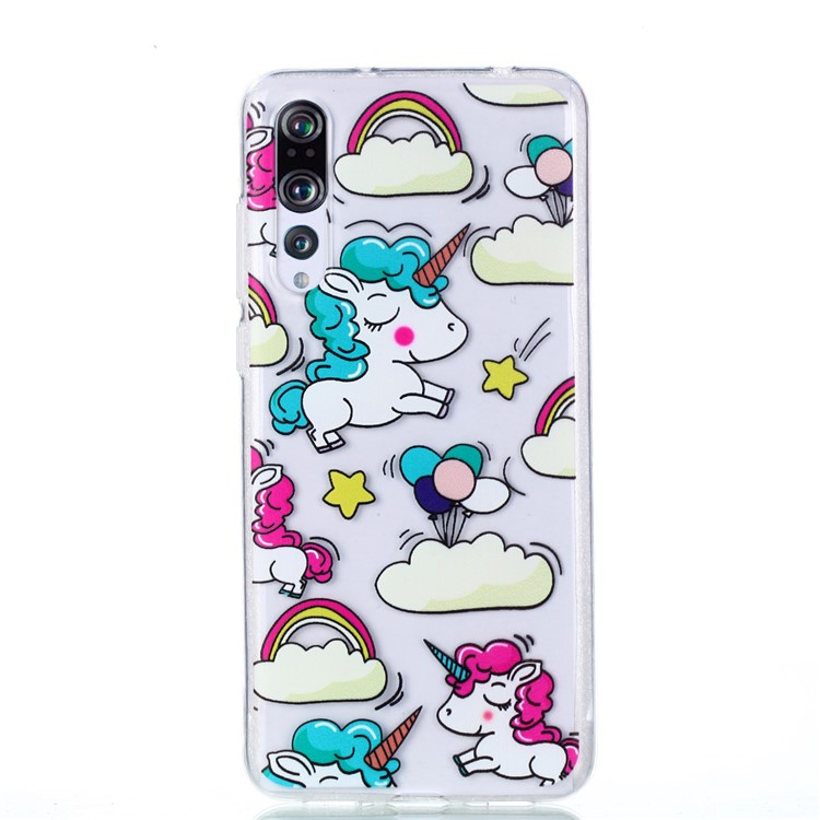 Pattern Printing Soft TPU Gel Back Shell for Huawei P20 Pro - Unicorn-2
