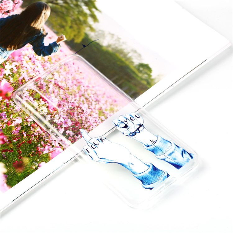 Pattern Printing Soft TPU Gel Back Cover for Huawei P20 Pro - Gesture and words-1