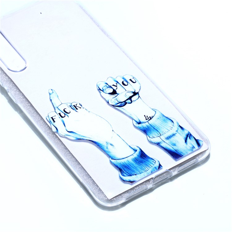Pattern Printing Soft TPU Gel Back Cover for Huawei P20 Pro - Gesture and words-3