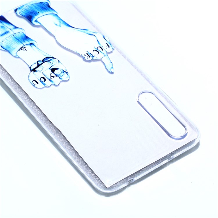 Pattern Printing Soft TPU Gel Back Cover for Huawei P20 Pro - Gesture and words-4