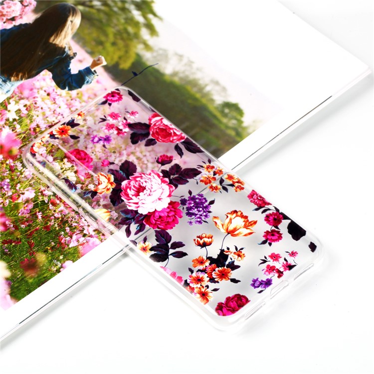 Pattern Printing Soft TPU Gel Back Phone Cover for Huawei P20 Pro - Beautiful Flowers-1